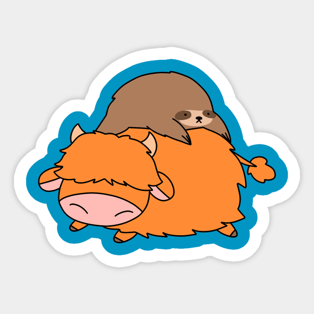 Sloth and Highland Cow Sticker by saradaboru